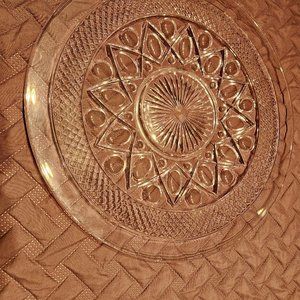 Vintage Large Glass Platter - 17 inch diameter - Clear Glass